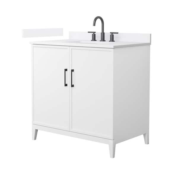 Elan 36 in. Single Freestanding White Bath Vanity with White Cultured Marble Top