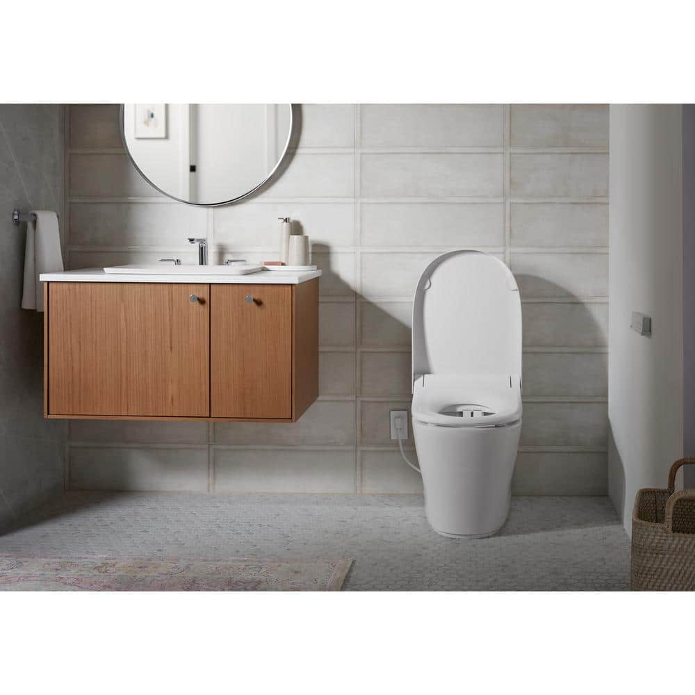 White Elongated One-Piece Smart Toilet with Dual Flush