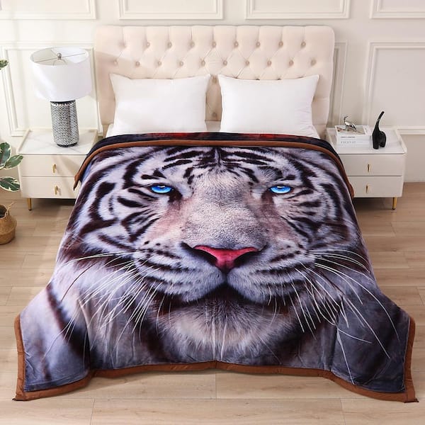 JML Lion and Tiger 3-Ply Reversible Polyester Fleece Blanket for