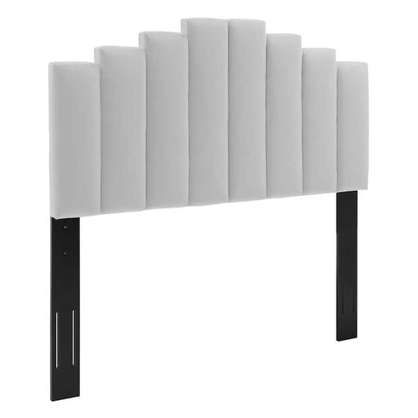 MODWAY Noelle Light Gray Performance Velvet Twin Headboard