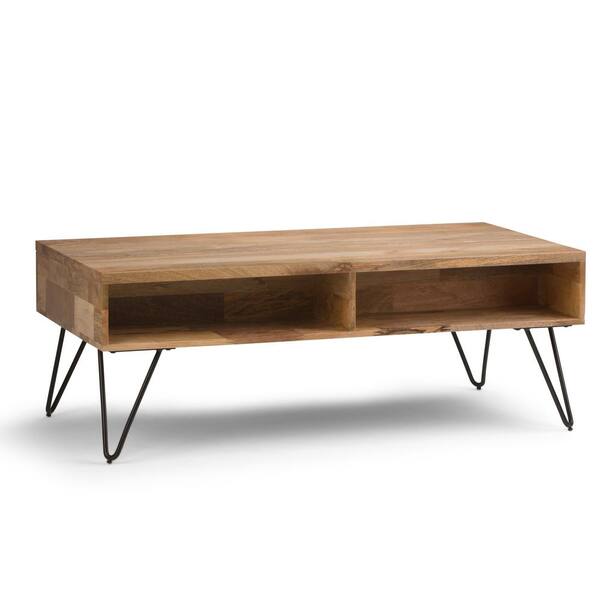Brooklyn + Max Diaz 48 in. Natural Medium Rectangle Wood Coffee Table with Lift Top
