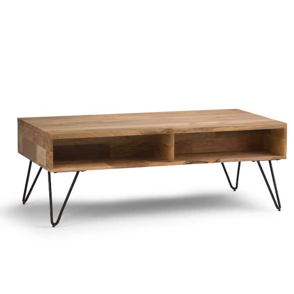 Simpli Home Hunter Solid Mango Wood And, Thick Wood Top Coffee Table