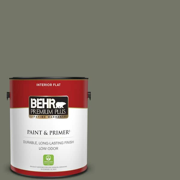 BEHR PREMIUM PLUS 1 gal. #PPU10-19 Conifer Green Flat Low Odor Interior Paint & Primer