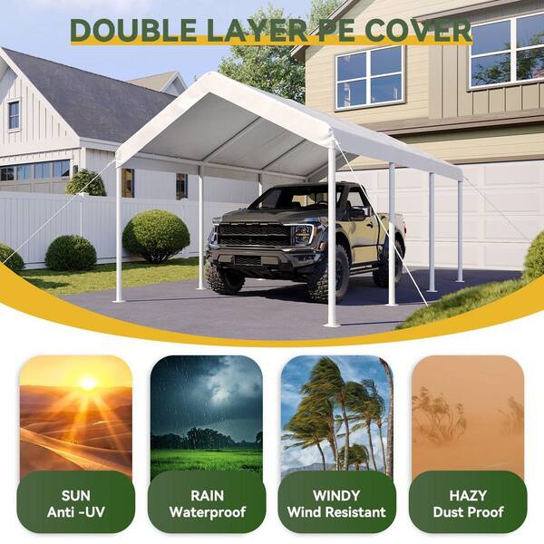 Sizzim 10 ft. x 20 ft. White Soft Top Gazebo with Steel Frame