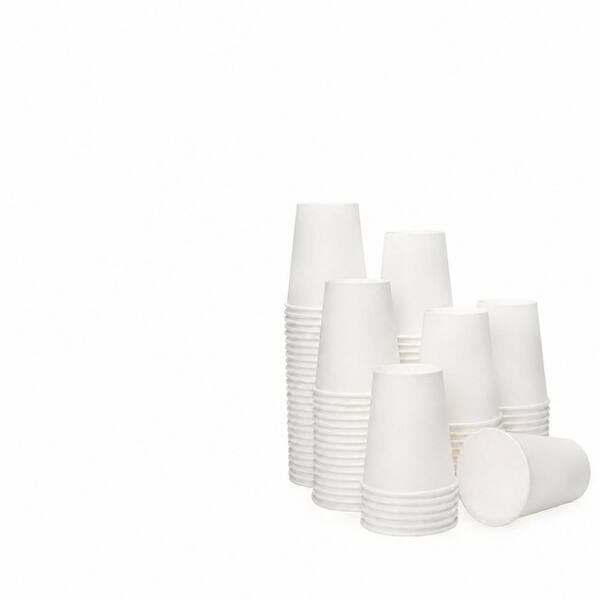 8 oz Disposable Paper Coffee Cups, 500 Pack, White Bulk Cups for Office, Home and Party
