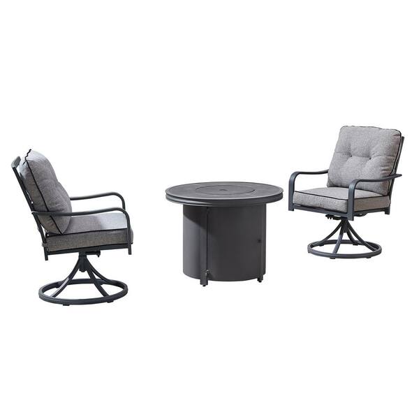 Davenport 3 Piece Aluminum Patio Conversation Set With Fire Pit And Gray Cushions 15pkc Dave03 Gr The Home Depot Davenport 3 Piece Aluminum Patio, Davenport Outdoor Furniture