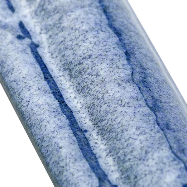 Angela Harris Blue 2 in. x 8 in. Polished Ceramic Wall Chair Rail Tile