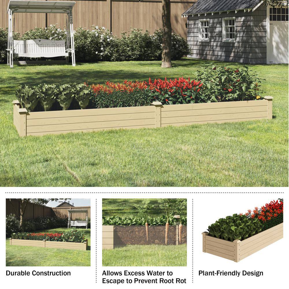 8ft x 2ft Natural Fir Wood Raised Garden Bed