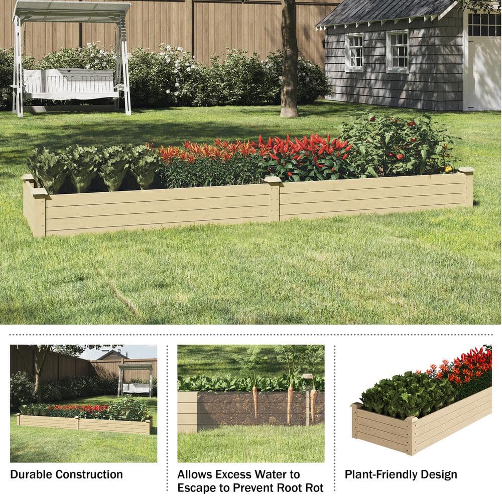 8ft x 2ft Natural Fir Wood Raised Garden Bed