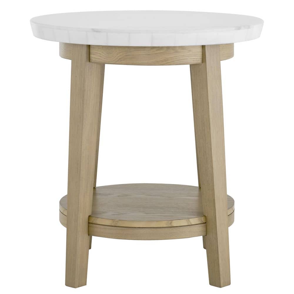 Vida 22 in. White Marble Top Round End Table - thumbnail 3