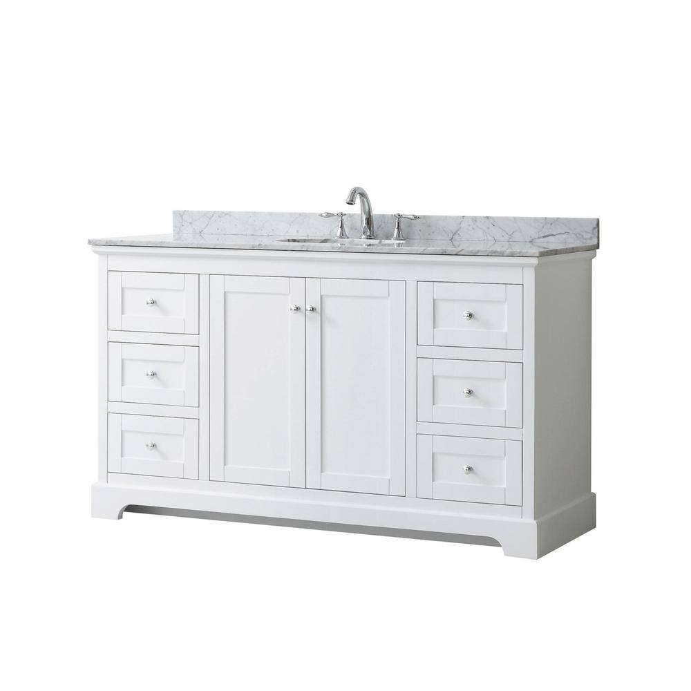Avery 60'' White Single Bathroom Vanity with Marble Top