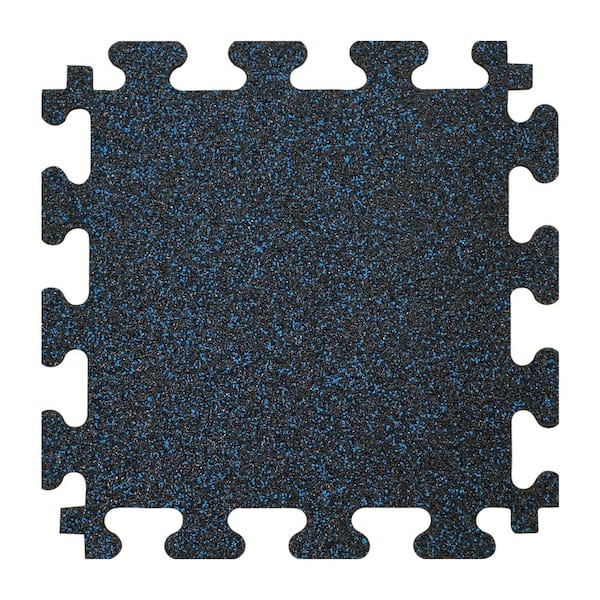 TrafficMaster Black with Blue Flecks 18 in. x 18 in. x 0.3 in. Rubber Gym Floor Tiles (6 Tiles/Pack) (14.32 sq. ft.)