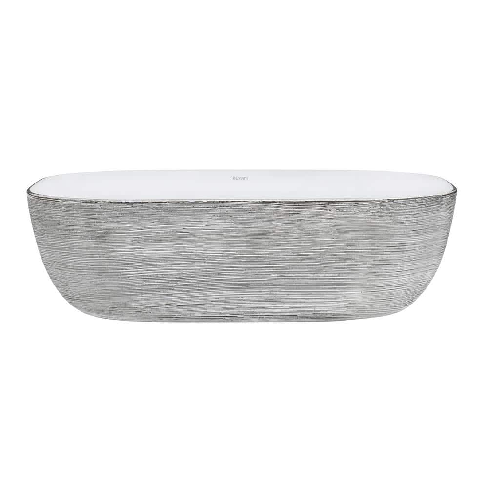 Silver and White 24" Ceramic Above-Counter Bathroom Vessel Sink