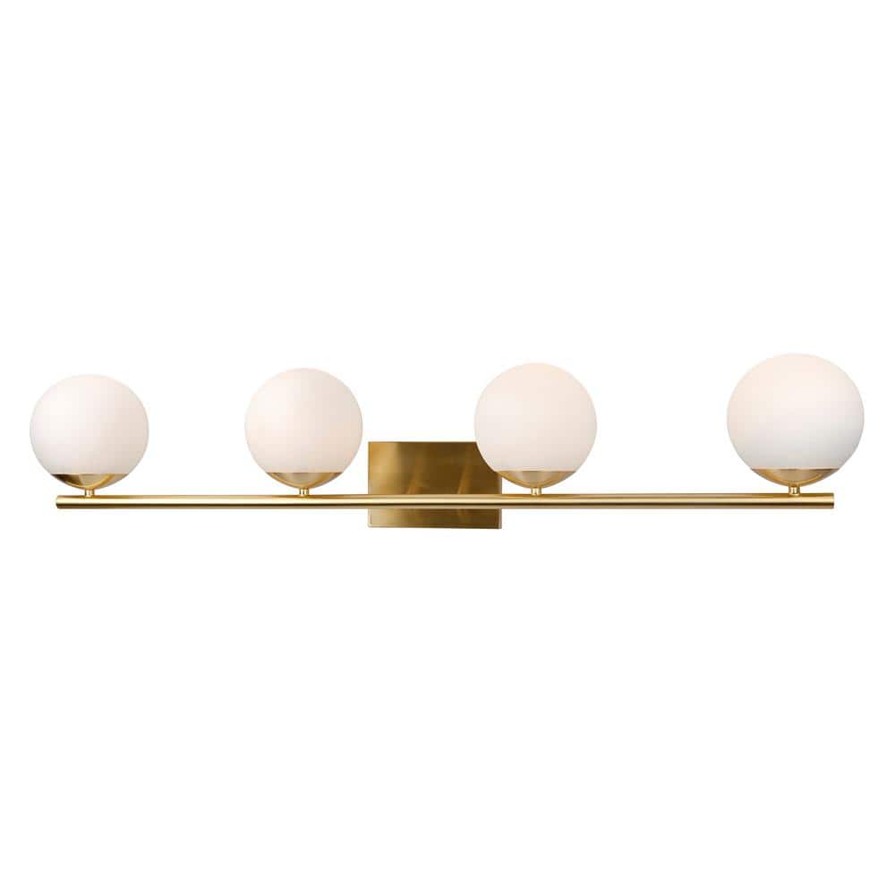 Farrell 4-Light Soft Gold Bath Vanity Light with Satin Opal Glass