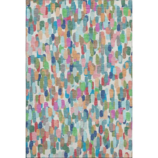 Mayfield Premium Machine Washable Abstract AMF2451 Teal 9 ft. x 12 ft. Area Rug