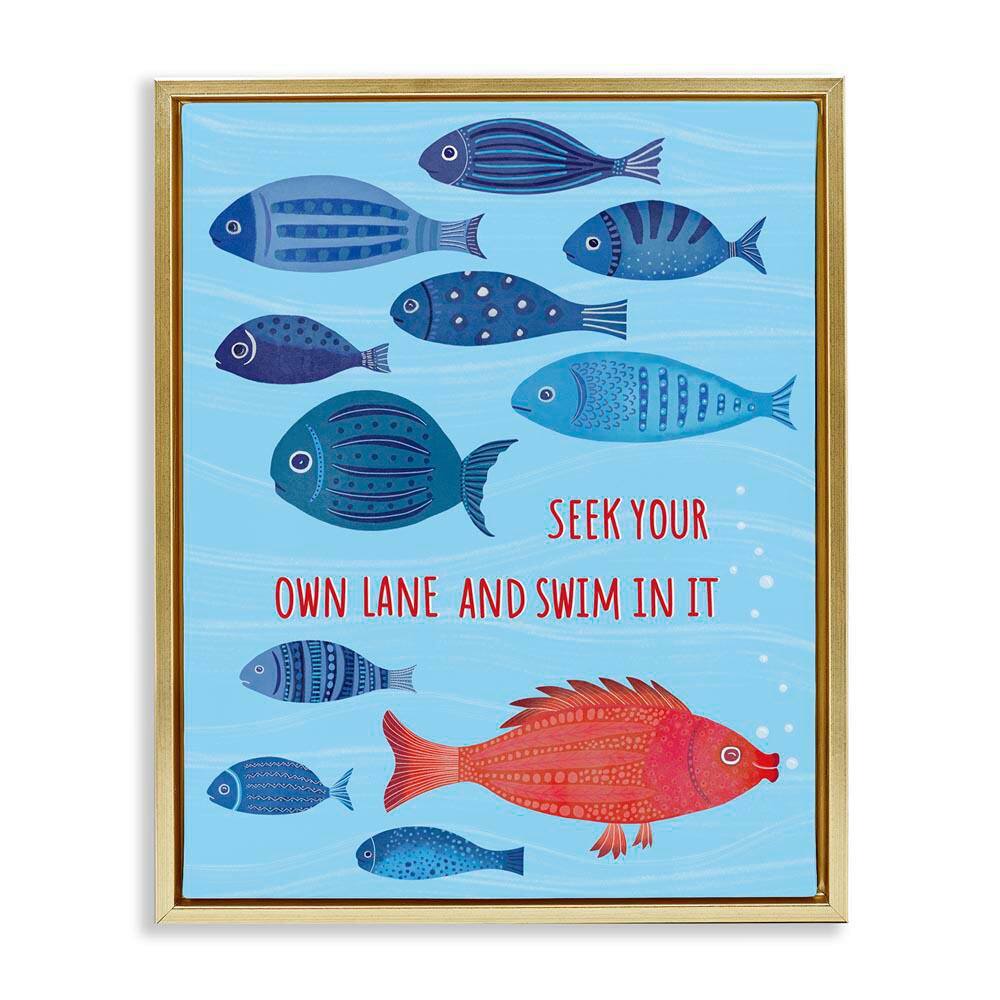 Swim In Your Own Lane by Darlene Seale Gold Floater Frame Coastal Graphic Art Print 31 in. x 25 in. price history on PriceWatchPro