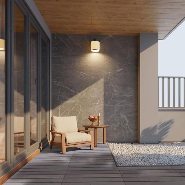 12 in. x 12 in. Square Acacia Wood Interlocking Flooring Tiles Striped Pattern Tiles in Light Gray (Pack of 10)