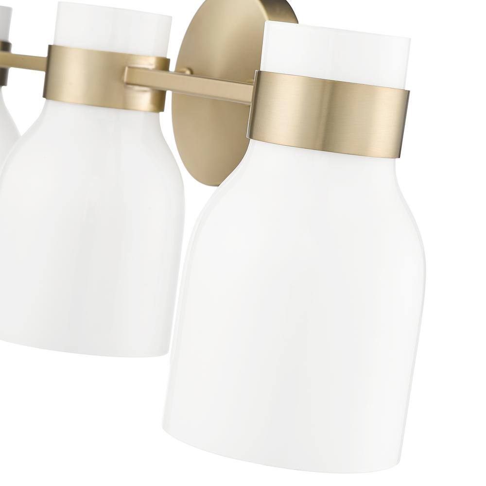 Modern Gold 3-Light Vanity with Frosted Glass Shades