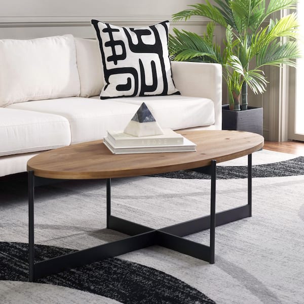 Digby 25.2 in. Natural Brown/Black Rectangle Wood Coffee Table