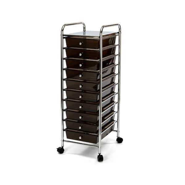 Seville Classics Black 10-Drawer Organizer Cart SHE16218KB - The