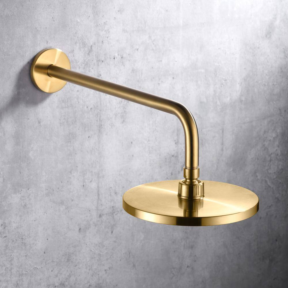 Brushed Gold 16" Brass Wall-Mounted Shower Arm