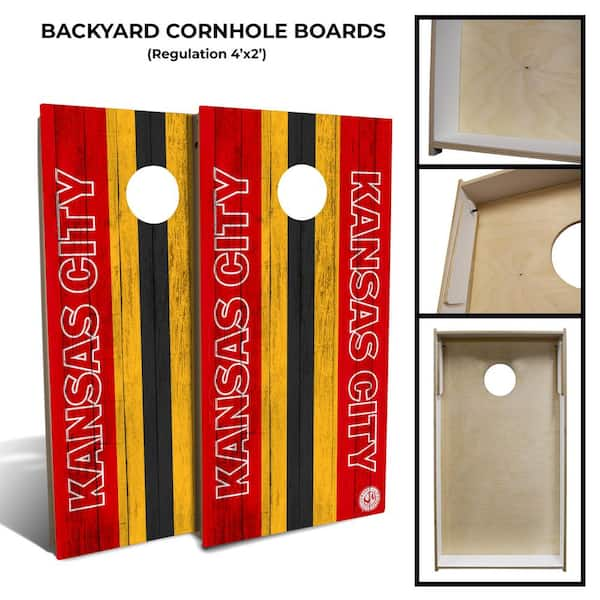 Slick Woody's Backyard Kansas City Football Cornhole Board Set in Multi-Color