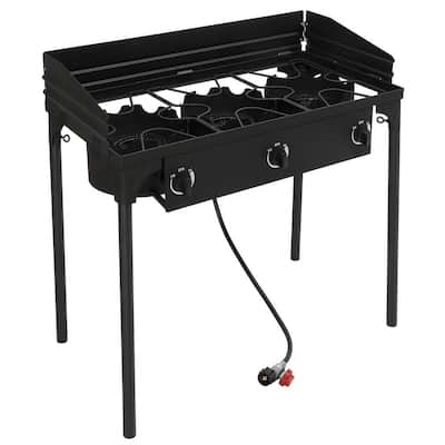 Portable Grill – Table Top Stainless Steel Propane Gas BBQ for Camping and  Outdoor – 2 Burners –20,000 BTU Power - Folding Legs – Wind Proof Lid –