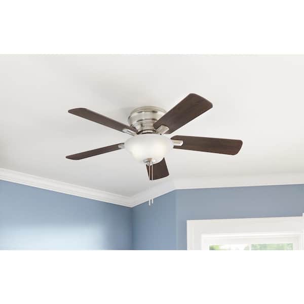 Hawkins III 44 in. LED Indoor Brushed Nickel Flush Mount Ceiling Fan with Light