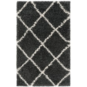 Hudson Shag Dark Gray/Ivory Doormat 2 ft. x 3 ft. Geometric Area Rug