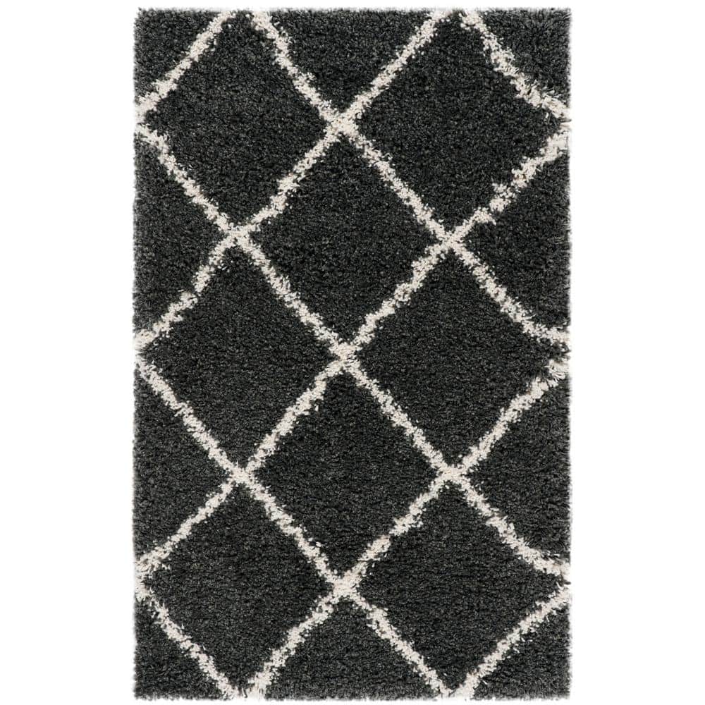Hudson Shag Dark Gray/Ivory Doormat 3 ft. x 5 ft. Geometric Diamonds Area Rug price history on PriceWatchPro
