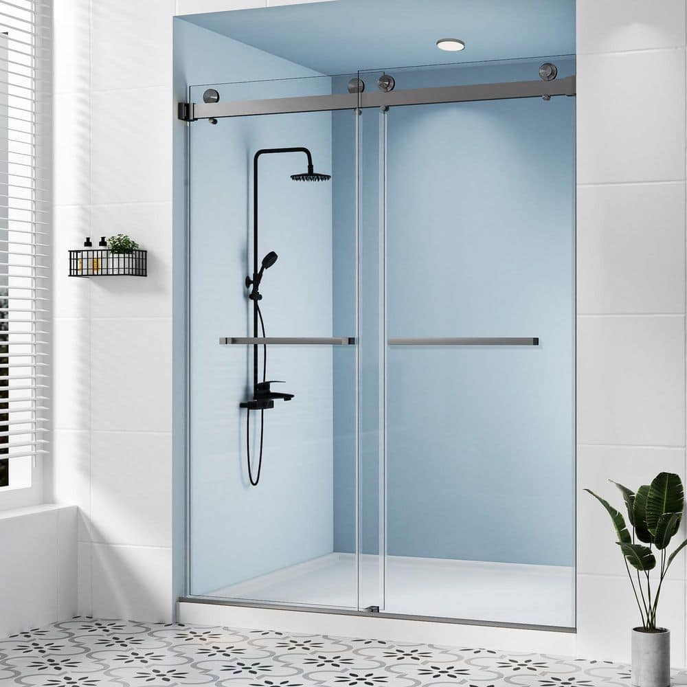 50-54 in. W x 76 in. H Double Sliding Frameless Shower Door Chrome with 3/8 in. Clear SGCC Tempered Glass, 2-Towel Bar price history on PriceWatchPro
