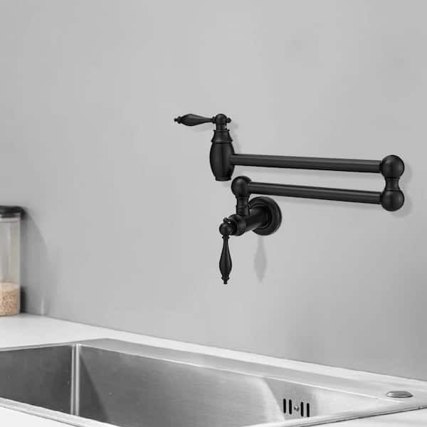 Traditional Wall Mounted Pot Filler with Soild Brass in Black