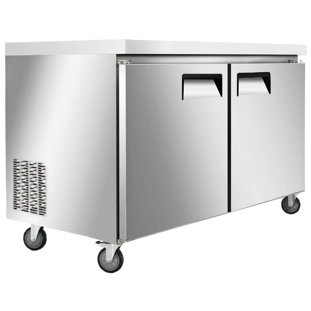 48.5 in. W 12.96 cu. ft. Commercial NSF Undercounter 2 Solid Doors Refrigerator EU48R in Stainless Steel
