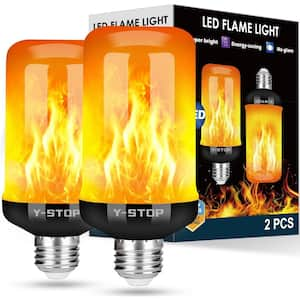 25-Watt Equivalent F20 E26 Flame LED Light Bulb with Upside Down Effect and 4Modes Flicker in Orange for Holiday(2-Pack)