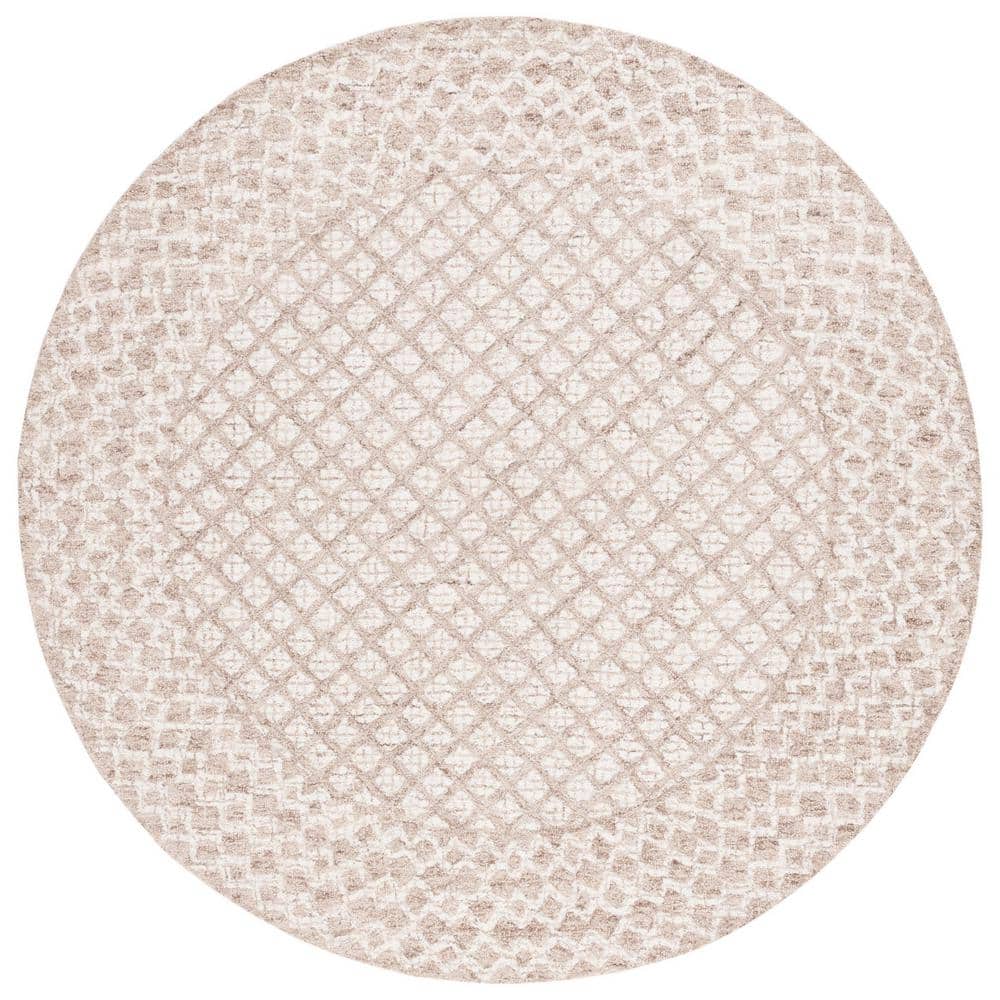 Abstract Ivory/Brown 6 ft. x 6 ft. Geometric Distressed Round Area Rug price history on PriceWatchPro