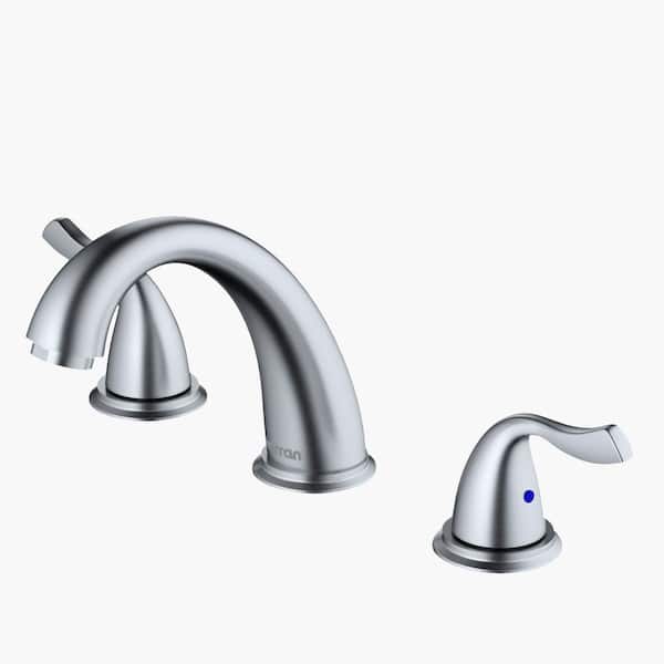 Karran Fulham 8 in. Widespread 2-Handle Bathroom Faucet with Matching Pop-Up Drain in Stainless Steel
