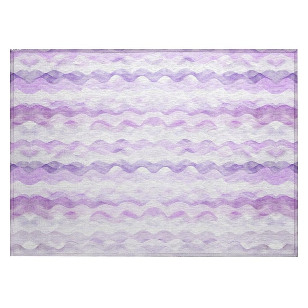 Addison Rugs Surfside Purple 1 ft. 8 in. x 2 ft. 6 in. Geometric Indoor/Outdoor Area Rug