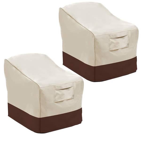Large Beige and Brown Patio Chair Cover, Heavy Duty Waterproof Outdoor Furniture Covers for Lounge Deep Seat (2-Pack)