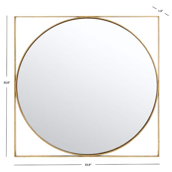 Perrin 32 in. W x 32 in. H Iron Round Modern Gold Wall Mirror