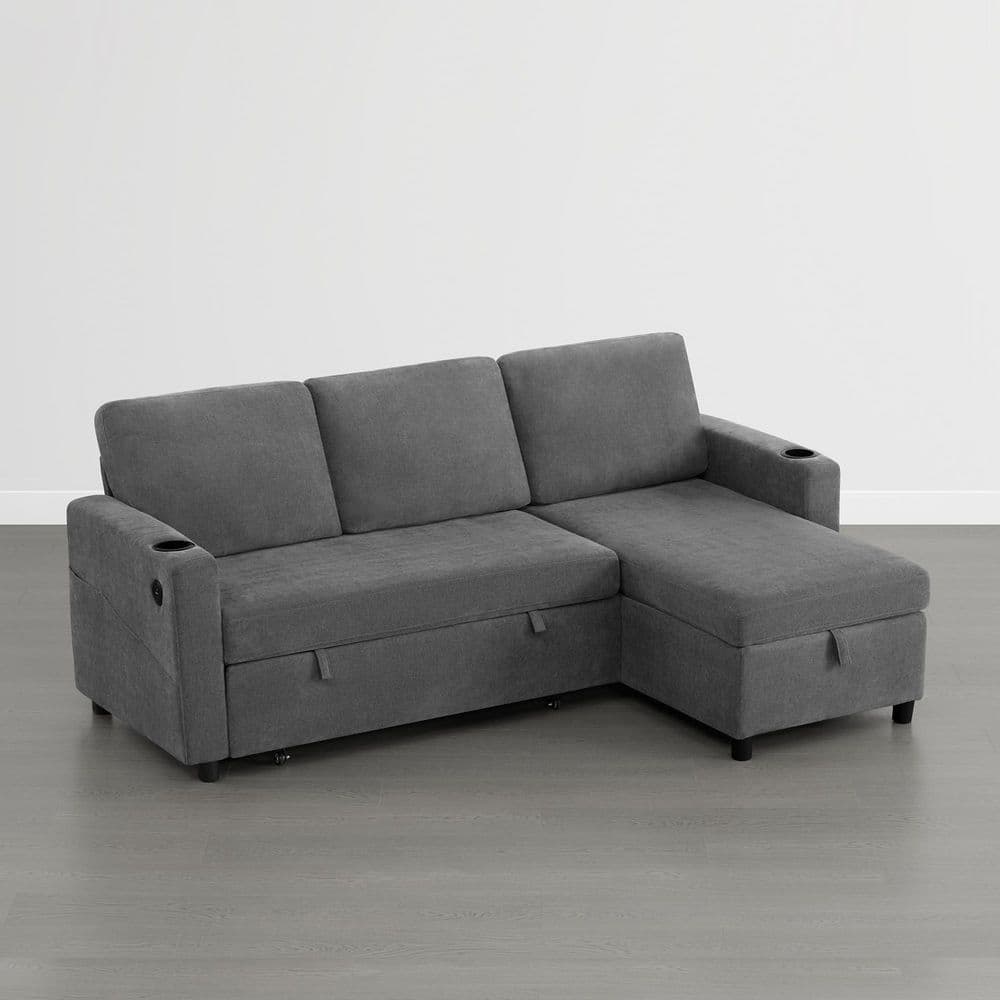 Spruce & Spring Yale 83.9 in. Grey Polyester Fabric Twin Size Sofa Bed ...