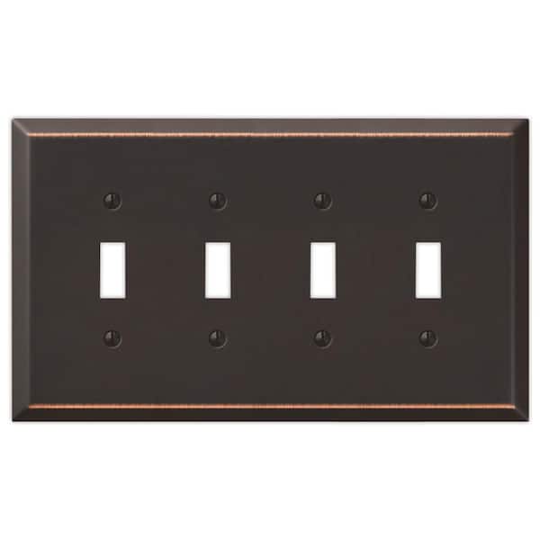 Oversized 4-Gang Aged Bronze Toggle Metal Wall Plate