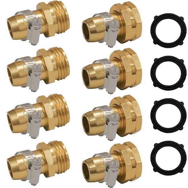 Universal Garden Hose Repair Connector with Clamps for 3/4 in. and 5/8 in. Hose Fitting and Leak Repair (4-Pack)