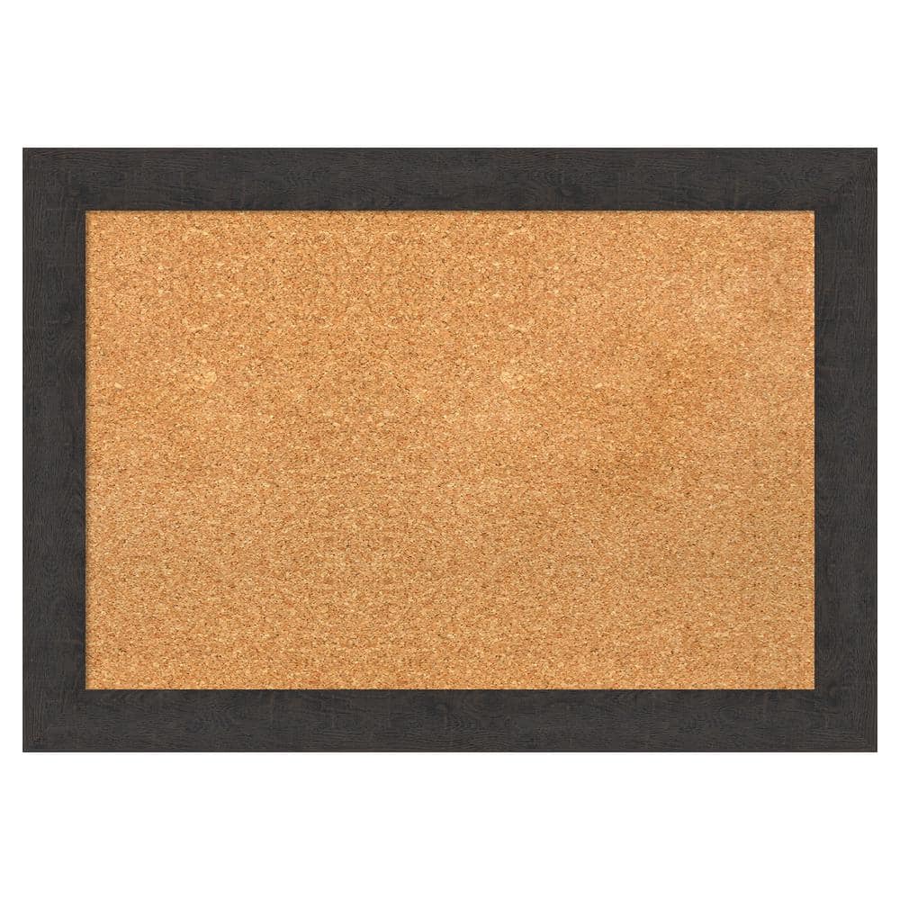 Amanti Art Rustic Plank Espresso Narrow Natural Corkboard 27 in. x 19 ...