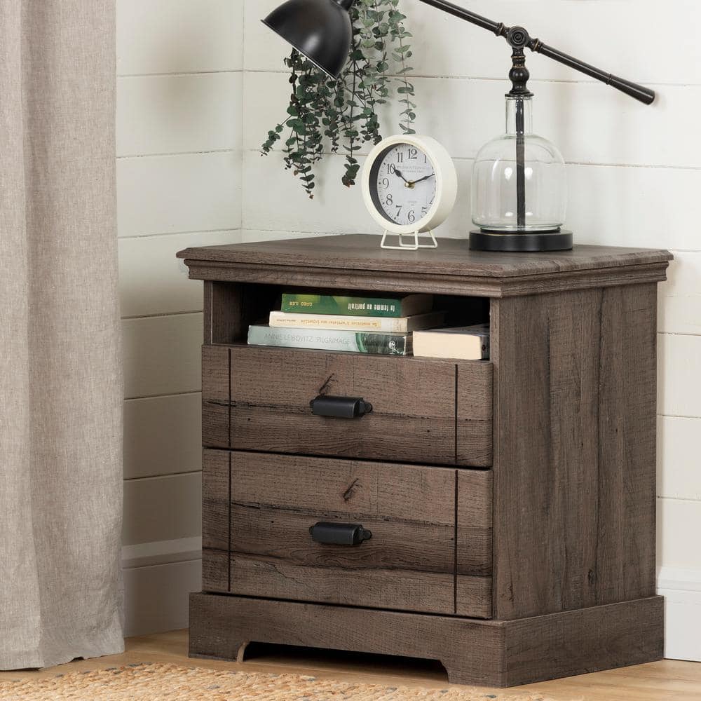 Avilla Fall Oak 2-Drawer Modern Nightstand with Open Space