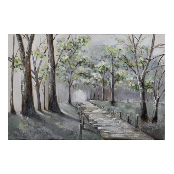 Yosemite Home Decor 'Lighted Path II' - 47"Wx32"H Wall Art on Canvas, Hand Painted with 3D accents