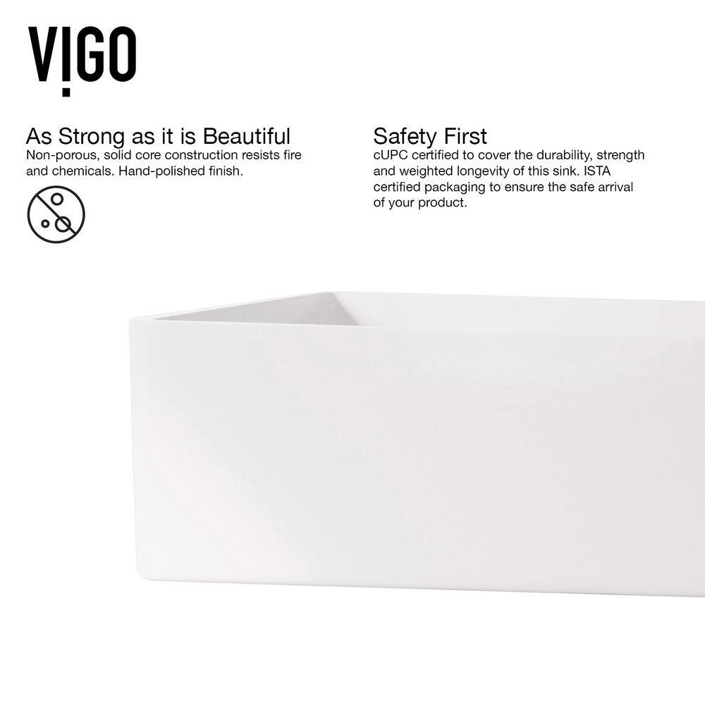 Eco-Friendly White Stone Rectangular Vessel Sink with Modern Faucet