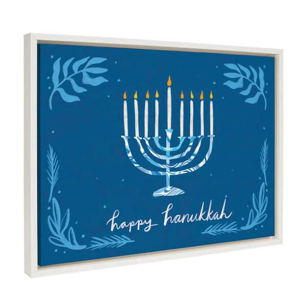 Kate and Laurel Sylvie "Happy Hanukkah" by Jessi Raulet of Ettavee Framed Art Print 18 in. x 24 in.