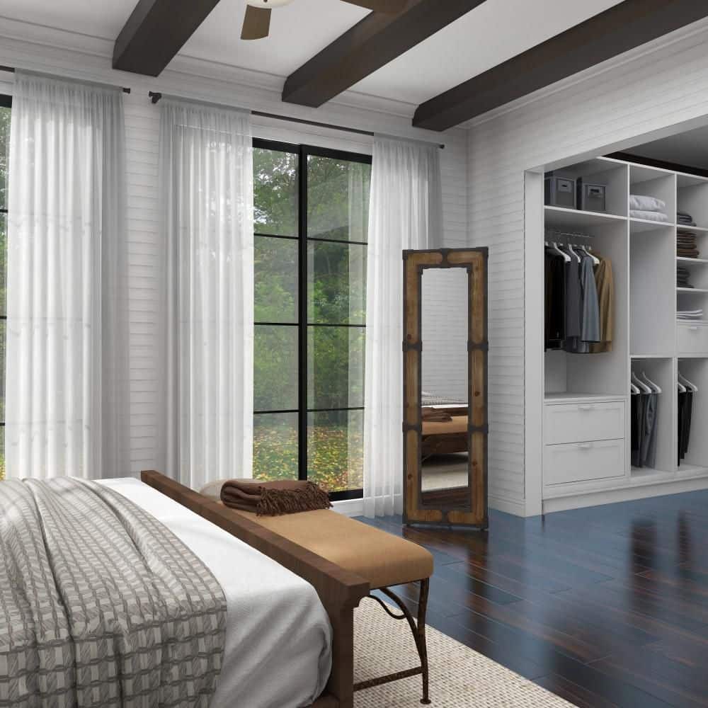 Rustic Brown Wood Full-Length Rectangular Floor Mirror