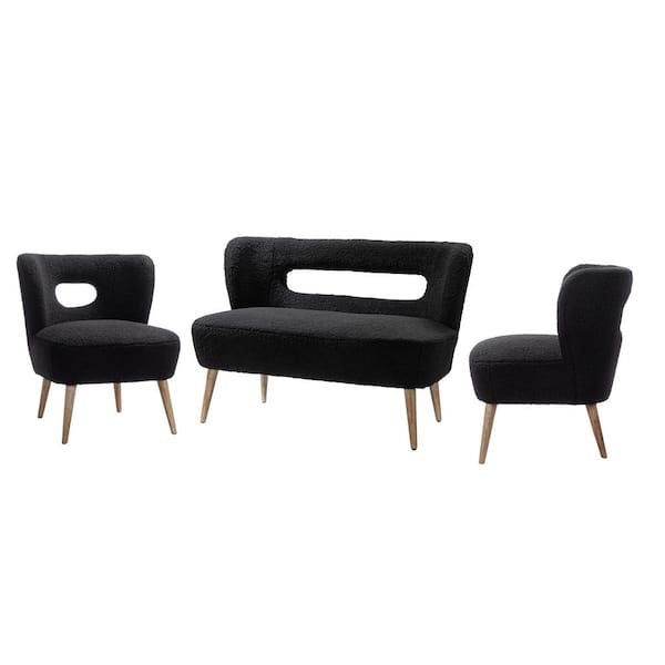 JAYDEN CREATION Irvington 3-Piece Black Living Room Set
