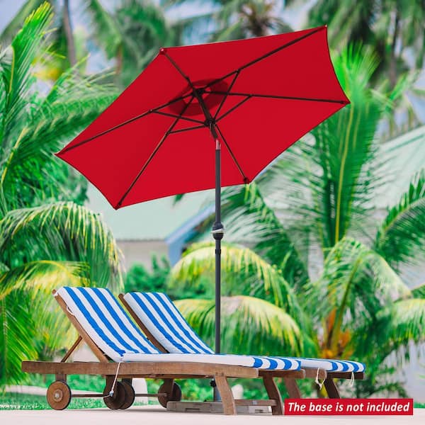 SUNRINX 7.5 ft. Outdoor Patio Umbrella with Button Tilt in Red